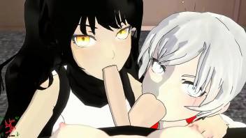 Blake and Weiss naughty blowjobs (Rwby)
