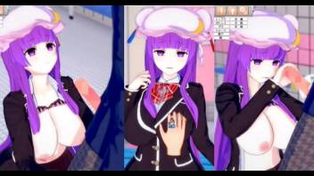 [Eroge Koikatsu! ] Touhou Patchouli rubs her boobs H! 3DCG Big Breasts Anime Video (Touhou Project) [Hentai Game]